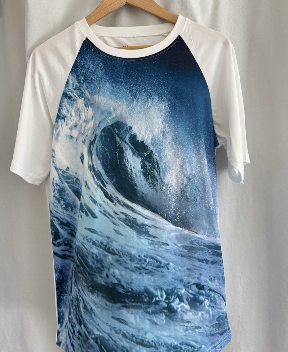 Wings UPF Men's Rash Guard T-Shirt Raglan Short Sleeve M White/Blue